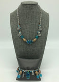 Blue / Brown Bracelet and Necklace with Ocean Charms 1 (Matching Set)