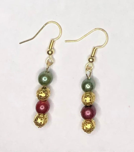 Gold Holiday Pearl Earrings 1