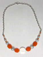 Orange / White Bracelet with Fish Charms and Necklace 1 (Matching Set)