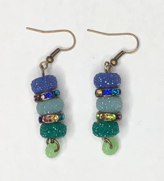 Cool Jeweled Quad-Color Earrings 1