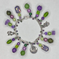 Purple / Green Bracelet with Octopus Charms 1