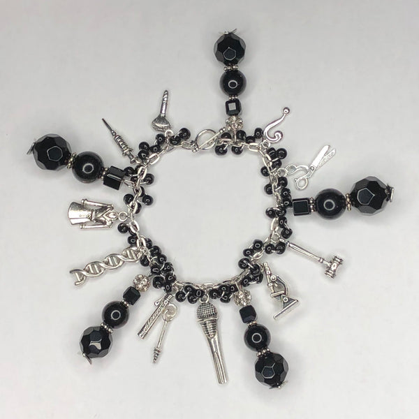 Black Bracelet with True Crime Charms 1