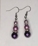 Jeweled Purple Pearl Earrings 2