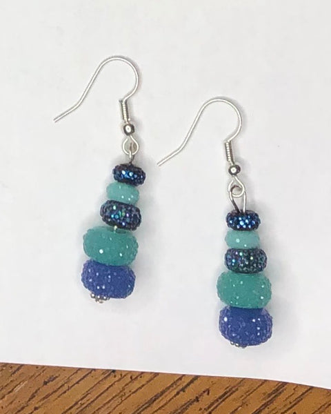 Glitzy Blue / Aqua Earrings 1