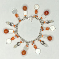 Orange / White Bracelet with Fish Charms 4