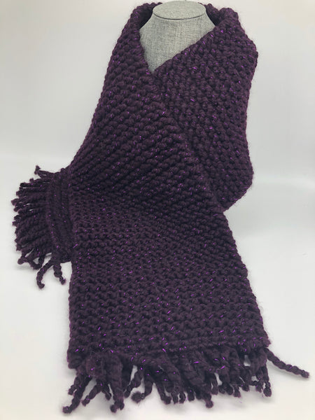 Metallic-Accented Solid Plum “Galaxy” Scarf