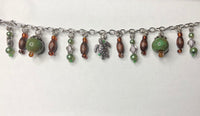 Green / Brown Bracelet and Necklace with Sea Turtle Charms 1 (Matching Set)