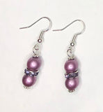 Jeweled Purple Pearl Earrings 1