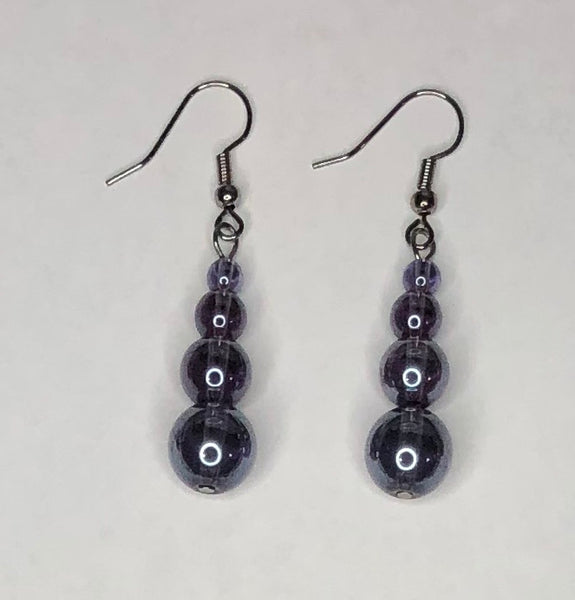 Gray / Purple Mirrored Earrings 1