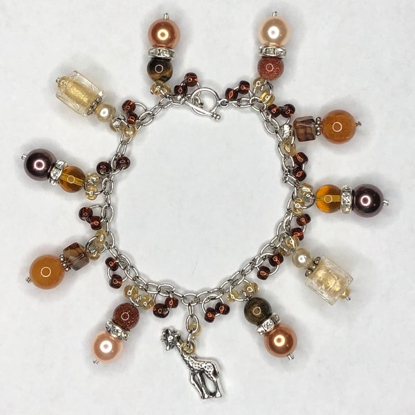 Brown / Orange Bracelet with Giraffe Charm 1