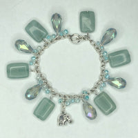 Grayish-Aqua Bracelet with Elephant Charm 1