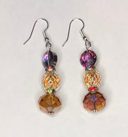 Jeweled Iridescent Amber Earrings 1