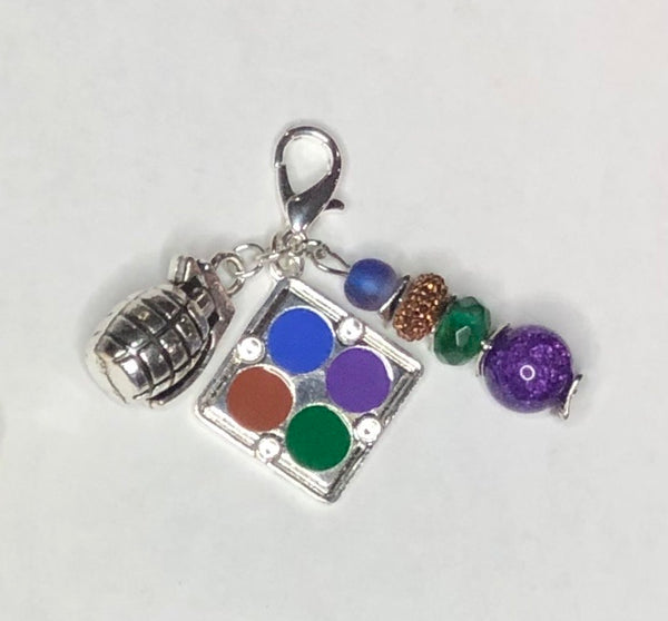 Quad-Color Mini-Keychain with Grenade Charm 1