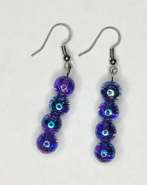 Purple / Blue Tri-Color Earrings 1