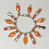 Orange / White Bracelet with Fish Charms and Necklace 2 (Matching Set)