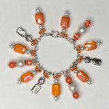 Orange / White Bracelet with Fish Charms and Necklace 2 (Matching Set)