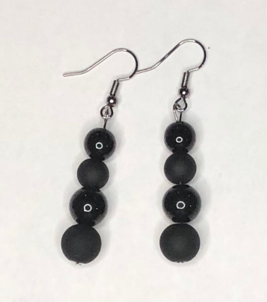 Glossy/Matte-Black Earrings 1