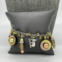 Green / Brown Bracelet with Koala Charm 1