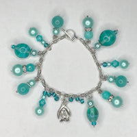 Aqua / Teal Bracelet with Penguin Charm 1