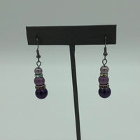 Jeweled Purple Pearl Earrings 2