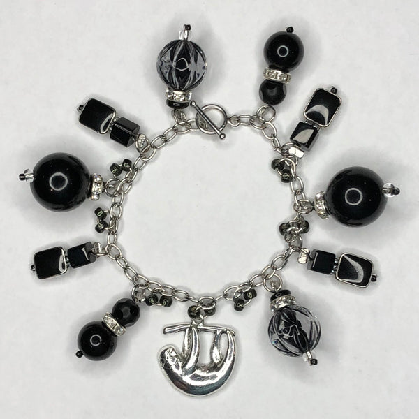 Black Bracelet with Sloth Charm 1