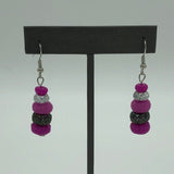 Magenta / Glitzy Gray Earrings 1