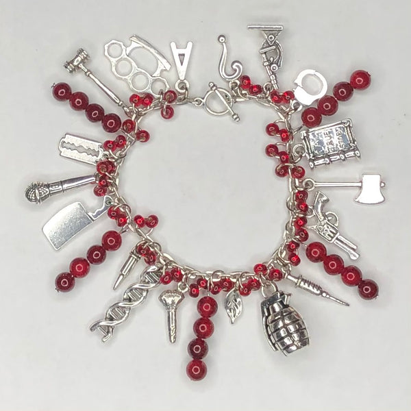 Blood-Red Bracelet with True Crime Charms 3