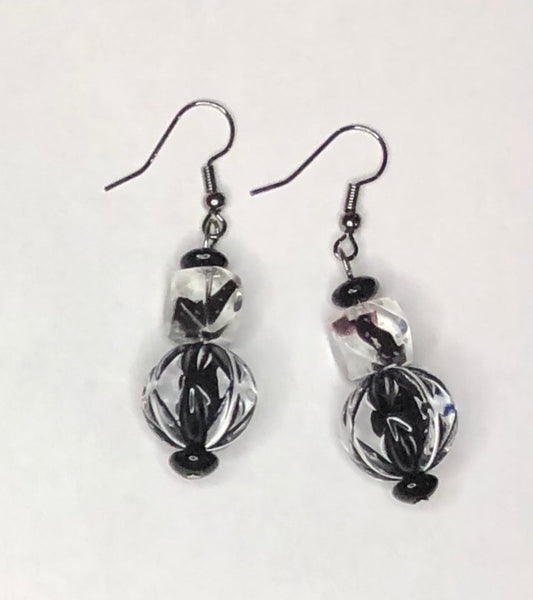 Black / Clear Earrings 1