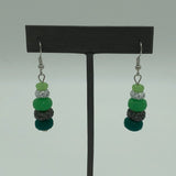 Green / Glitzy Gray Earrings 1