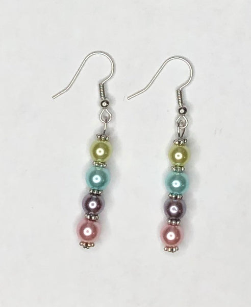 Pastel Quad-Color Pearl Earrings 1