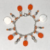 Orange / White Bracelet with Fish Charms and Necklace 1 (Matching Set)