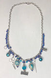 Cerulean / Purple Necklace with Sewing Charms 1