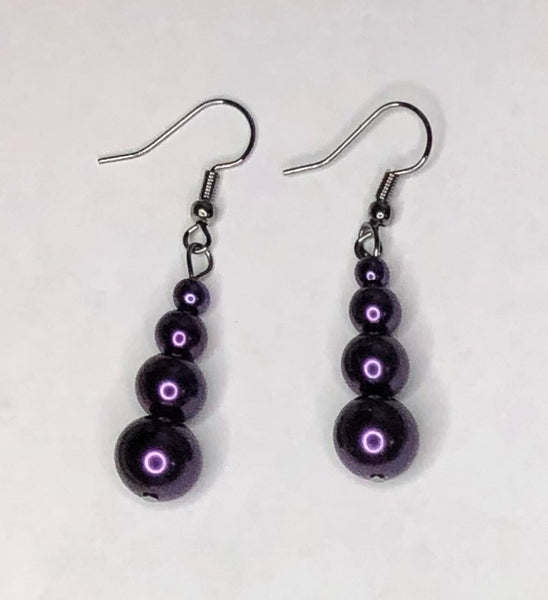 Dark Purple Pearl Earrings 1